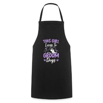 Cette fille aime toiletter les chiens furologue - Tablier de cuisine - noir - Devant - AI Model Male 185 dark (185cm)