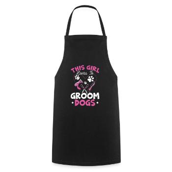 Cette fille aime toiletter les chiens furologue - Tablier de cuisine - noir - Devant - AI Model Male 185 dark (185cm)