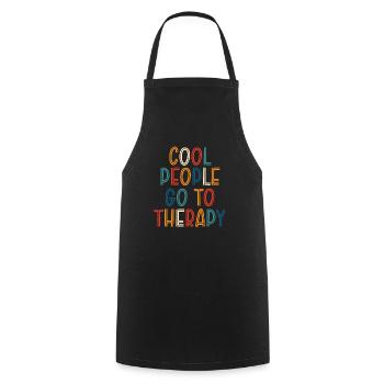Cool People Go To Therapy Mental Health Awareness - Cooking Apron - black - Front - AI Model Male 185 dark (185cm)