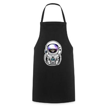 chat astronaute dans l espace - Tablier de cuisine - noir - Devant - AI Model Male 185 dark (185cm)