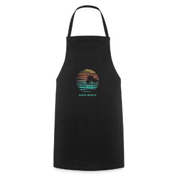 Santa Monica Kalifornien Cooler Souvenirurlaub - Kochschürze - Schwarz - Vorne - AI Model Male 185 dark (185cm)