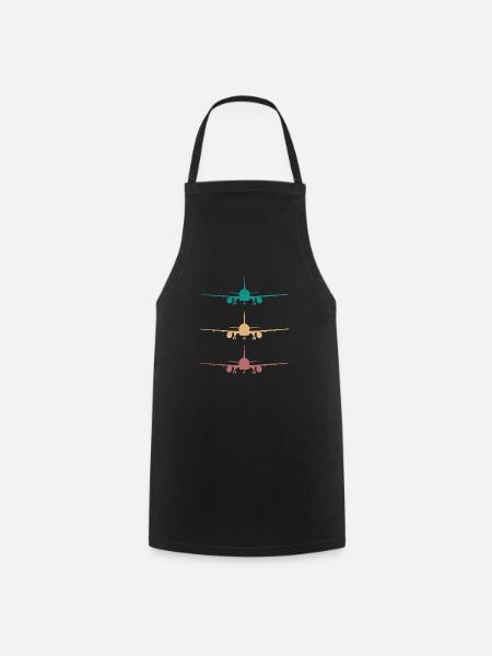 Flugzeug Retro Design 3 farben / für piloten - Kochschürze - Schwarz