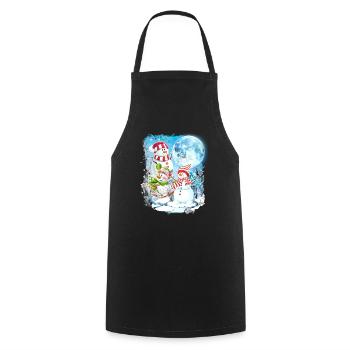 3 Moon Bonhomme de neige Drôle de saison de Noël Cool Père Noël - Tablier de cuisine - noir - Devant - AI Model Male 185 dark (185cm)