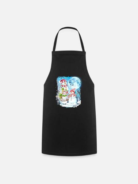 3 Moon Snowman Funny Christmas Season Cool Santa - Cooking Apron - black