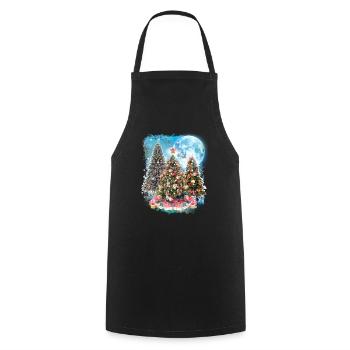 3 Moon Christmas Tree Cool Winter Season Snowman - Cooking Apron - black - Front - AI Model Male 185 dark (185cm)