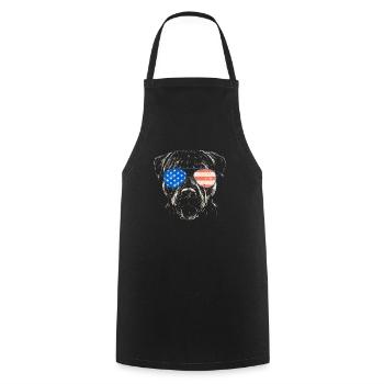 Pitbull Drapeau américain 4 juillet Pitbull Papa - Tablier de cuisine - noir - Devant - AI Model Male 185 dark (185cm)