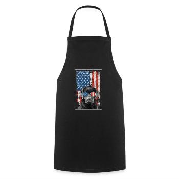 Pitbull American Flag 4th of July Pitbull Dad - Cooking Apron - black - Front - AI Model Male 185 dark (185cm)