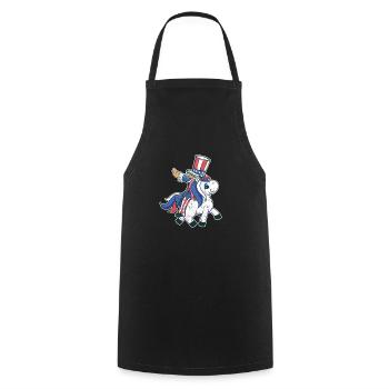 Riding Unicorn Lovers July 4 Mericorn patriot - Cooking Apron - black - Front - AI Model Male 185 dark (185cm)