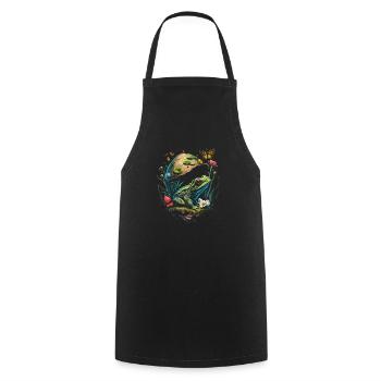 Cottagecore Aesthetic Frog Mushroom Butterflies - Kochschürze - Schwarz - Vorne - AI Model Male 185 dark (185cm)