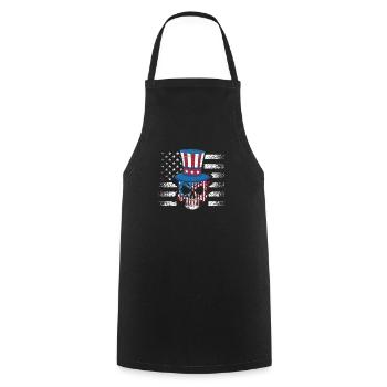 Skull July 4 American Flag Patriotic - Cooking Apron - black - Front - AI Model Male 185 dark (185cm)