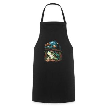 Cottagecore Aesthetic Mushroom Frog - Kochschürze - Schwarz - Vorne - AI Model Male 185 dark (185cm)