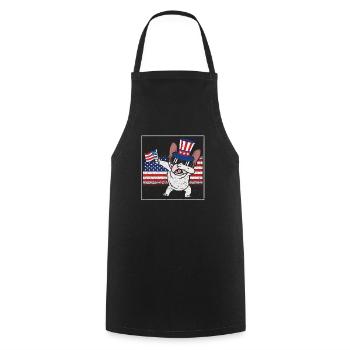 Dab French Bulldog 4 juillet Patriot - Tablier de cuisine - noir - Devant - AI Model Male 185 dark (185cm)