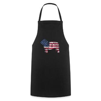 English Bulldog July 4 Patriotic Dog - Cooking Apron - black - Front - AI Model Male 185 dark (185cm)