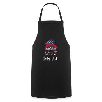 July Girl Wink Eye American Flag July 4 - Cooking Apron - black - Front - AI Model Male 185 dark (185cm)