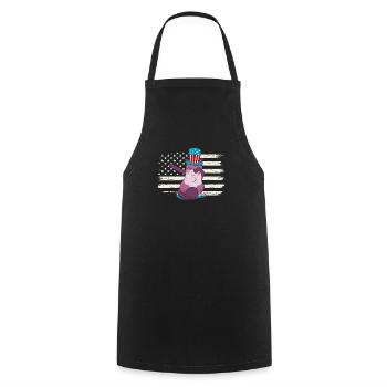 Meowica Dabbing Cat Drapeau américain 4 juillet - Tablier de cuisine - noir - Devant - AI Model Male 185 dark (185cm)