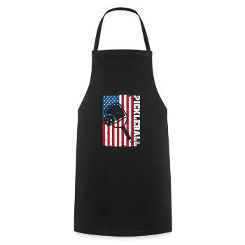 Pickleball USA Flag US Player Paddleball - Tablier de cuisine - noir - Devant - AI Model Male 185 dark (185cm)