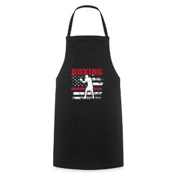 Retro American Boxing Apparel US Flag Boxer - Kochschürze - Schwarz - Vorne - AI Model Male 185 dark (185cm)