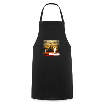 Fischer Sonnenuntergang Fisch fangen Lustig Angeln - Kochschürze - Schwarz - Vorne - AI Model Male 185 dark (185cm)