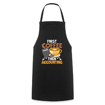 Erst Kaffee, dann Buchhalter Koffein - Kochschürze - Schwarz - Vorne - AI Model Male 185 dark (185cm)