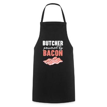 Butcher Powered By Bacon Butchery Job Meat Shop - Cooking Apron - black - Front - AI Model Male 185 dark (185cm)