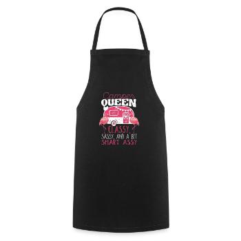 Camper Queen élégant Cheeky Smart Funny Women - Tablier de cuisine - noir - Devant - AI Model Male 185 dark (185cm)