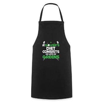 Le régime alimentaire d’un golfeur se compose de beaucoup de greens de golf - Tablier de cuisine - noir - Devant - AI Model Male 185 dark (185cm)