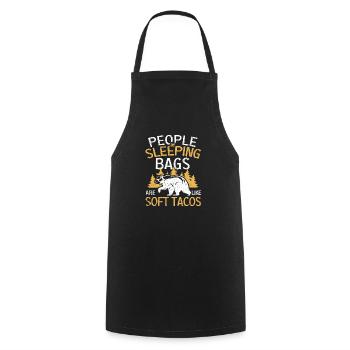 Les gens dans les sacs de couchage sont comme des tacos mous à - Tablier de cuisine - noir - Devant - AI Model Male 185 dark (185cm)