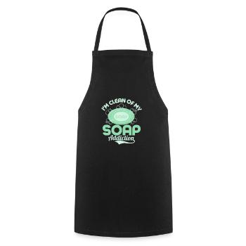 Je suis débarrassé de ma dépendance au savon. Savonnerie Soapmak - Tablier de cuisine - noir - Devant - AI Model Male 185 dark (185cm)