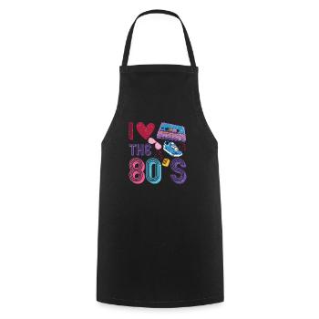 80s Retro Vintage Costume Love 80s 1980 - Cooking Apron - black - Front - AI Model Male 185 dark (185cm)