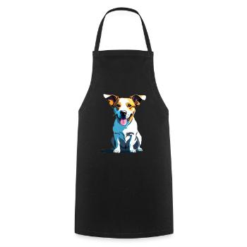 Jack Russel panting - Cooking Apron - black - Front - AI Model Male 185 dark (185cm)