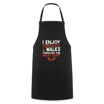 Ich genieße romantische Spaziergänge Lustige BBQ - Kochschürze - Schwarz - Vorne - AI Model Male 185 dark (185cm)