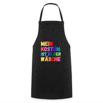 Mein Kostüm ist in der Wäscherei Carnival Party - Kochschürze - Schwarz - Vorne - AI Model Male 185 dark (185cm)