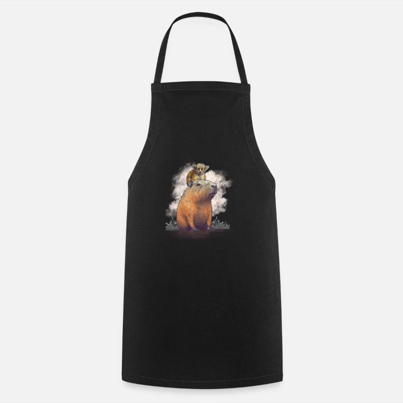 Capybara mit Affen - Kochschürze - Schwarz