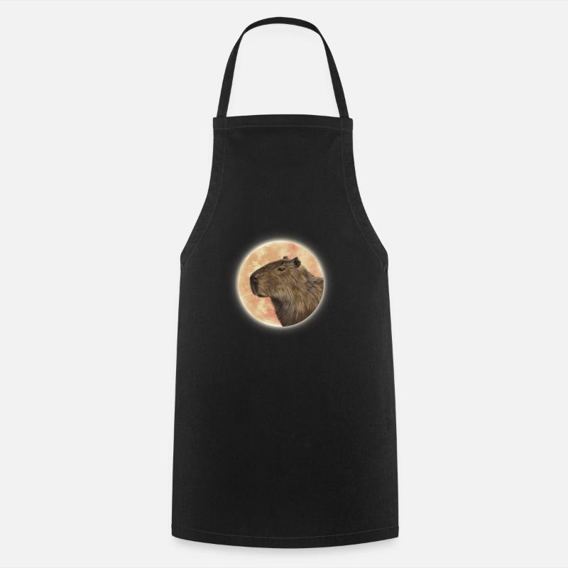 Capybara Mond - Kochschürze - Schwarz