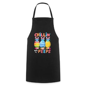 Chillin With My Peeps, Funny Easter Bunny - Cooking Apron - black - Front - AI Model Male 185 dark (185cm)