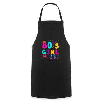 80's Girl Eighties Woman - Cooking Apron - black - Front - AI Model Male 185 dark (185cm)