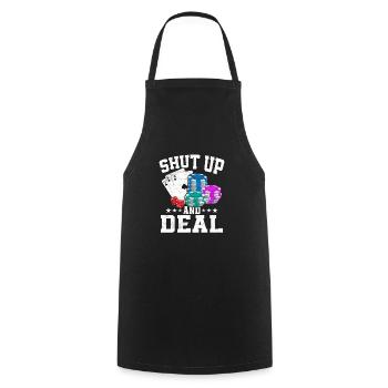 Tais-toi et distribue un joueur de poker - Tablier de cuisine - noir - Devant - AI Model Male 185 dark (185cm)