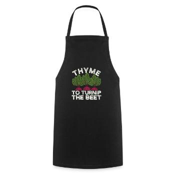Thyme to the turnip The turnip funny Gardening - Cooking Apron - black - Front - AI Model Male 185 dark (185cm)