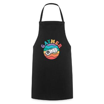 Gaymer Videospiel Regenbogen Pride Monat LGBTQ Schwul - Kochschürze - Schwarz - Vorne - AI Model Male 185 dark (185cm)