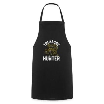 Treasure Hunter Funny Geocaching Metalldetektion - Kochschürze - Schwarz - Vorne - AI Model Male 185 dark (185cm)