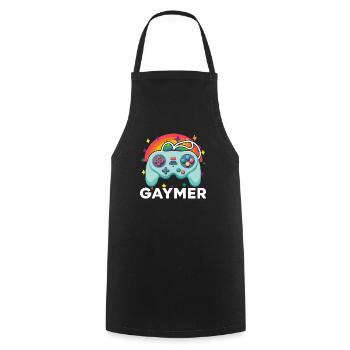 Droits des homosexuels Mois de la fierté arc-en-ciel LGBTQ Gamer - Tablier de cuisine - noir - Devant - AI Model Male 185 dark (185cm)