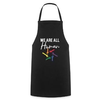 Nous sommes tous humains Rainbow Pride Mois LGBTQ Gay - Tablier de cuisine - noir - Devant - AI Model Male 185 dark (185cm)
