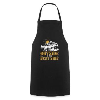 Outside, the best side tent is camping geocache - Cooking Apron - black - Front - AI Model Male 185 dark (185cm)