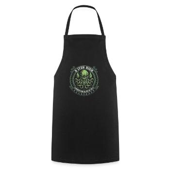 Cthulhu R'lyeh High School Logo, Cosmic Horror - Kochschürze - Schwarz - Vorne - AI Model Male 185 dark (185cm)