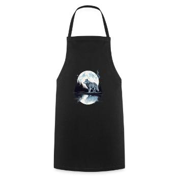 Un loup solitaire survit à la forêt du lac Mountain Moon - Tablier de cuisine - noir - Devant - AI Model Male 185 dark (185cm)