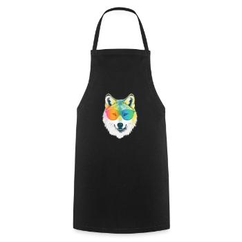 White Wolf Rainbow Sunglass Frame Wolves Graphic - Cooking Apron - black - Front - AI Model Male 185 dark (185cm)