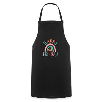 Happy Friyay Fri-Yay Friday Lover Funny - Cooking Apron - black - Front - AI Model Male 185 dark (185cm)
