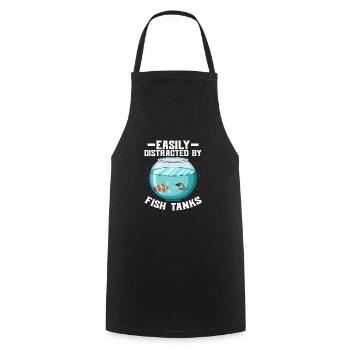 Easily Distracted By Fish Tanks Fish Keeping Aquar - Cooking Apron - black - Front - AI Model Male 185 dark (185cm)