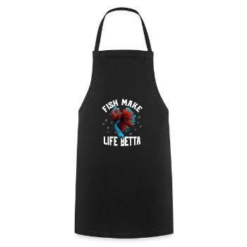 Fish Make Life Betta Aquarium Owner Fish Keeping - Cooking Apron - black - Front - AI Model Male 185 dark (185cm)