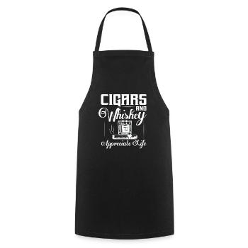 Cigars And Whiskey Appreciate Life Bourbon Drinkin - Kochschürze - Schwarz - Vorne - AI Model Male 185 dark (185cm)